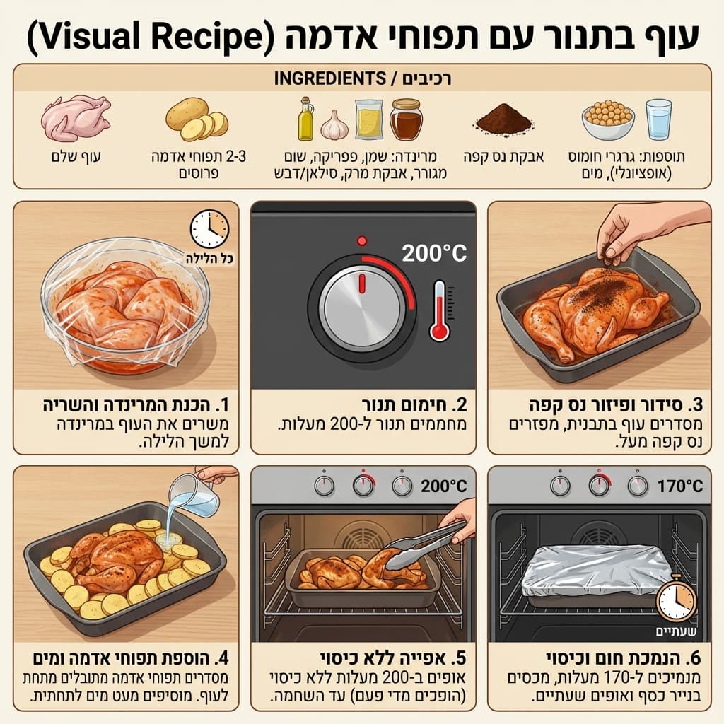 עוף בתנור עם תפוחי אדמה