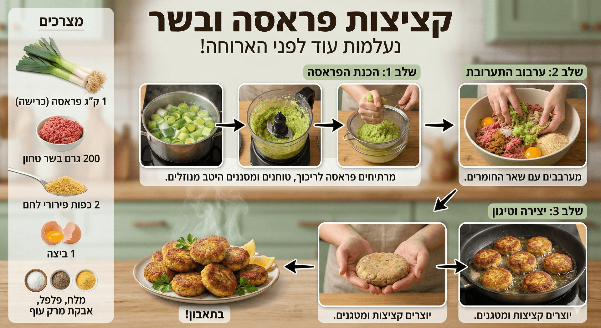 קציצות פראסה ובשר
