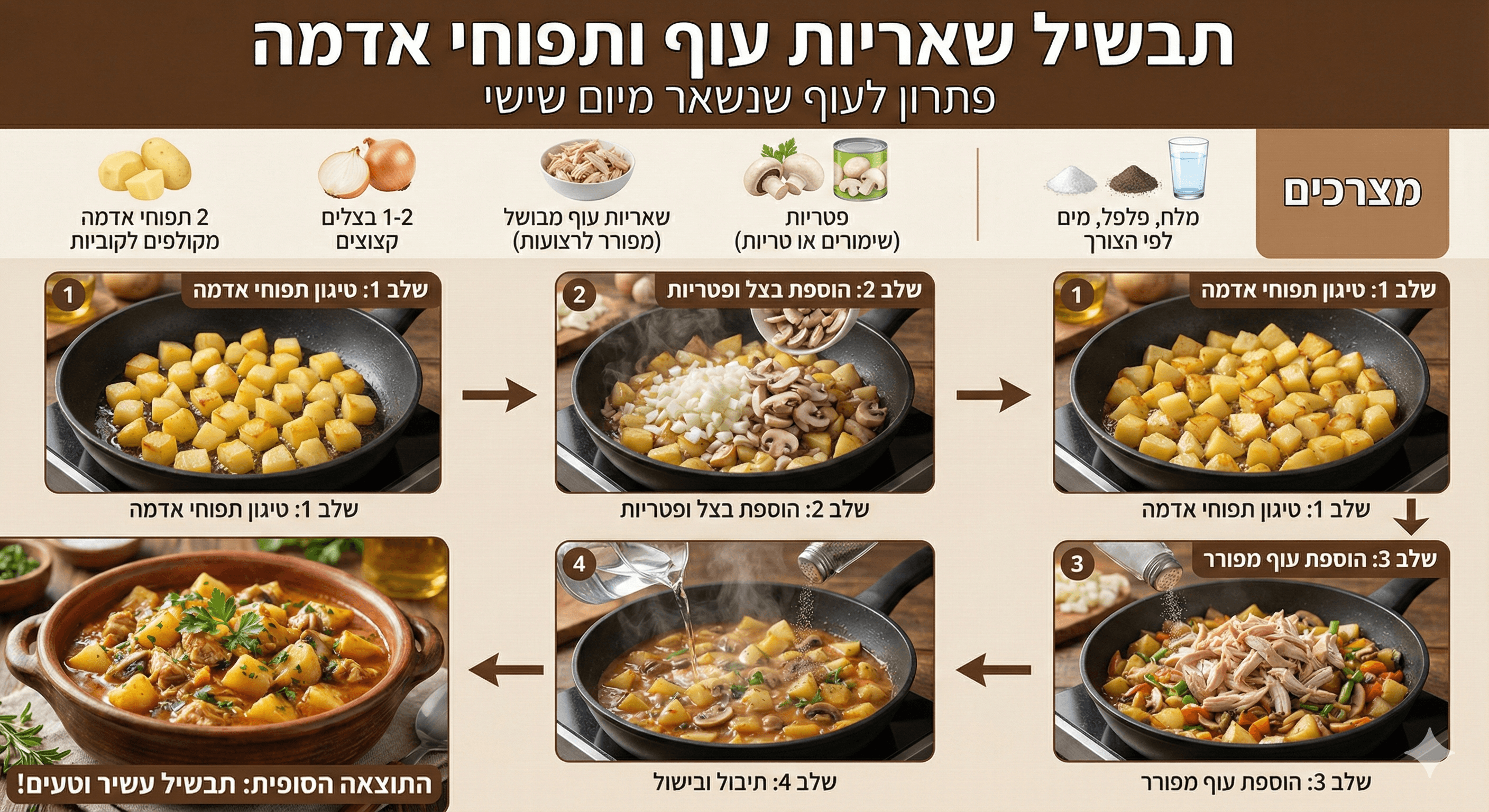 תבשיל שאריות עוף ותפוחי אדמה