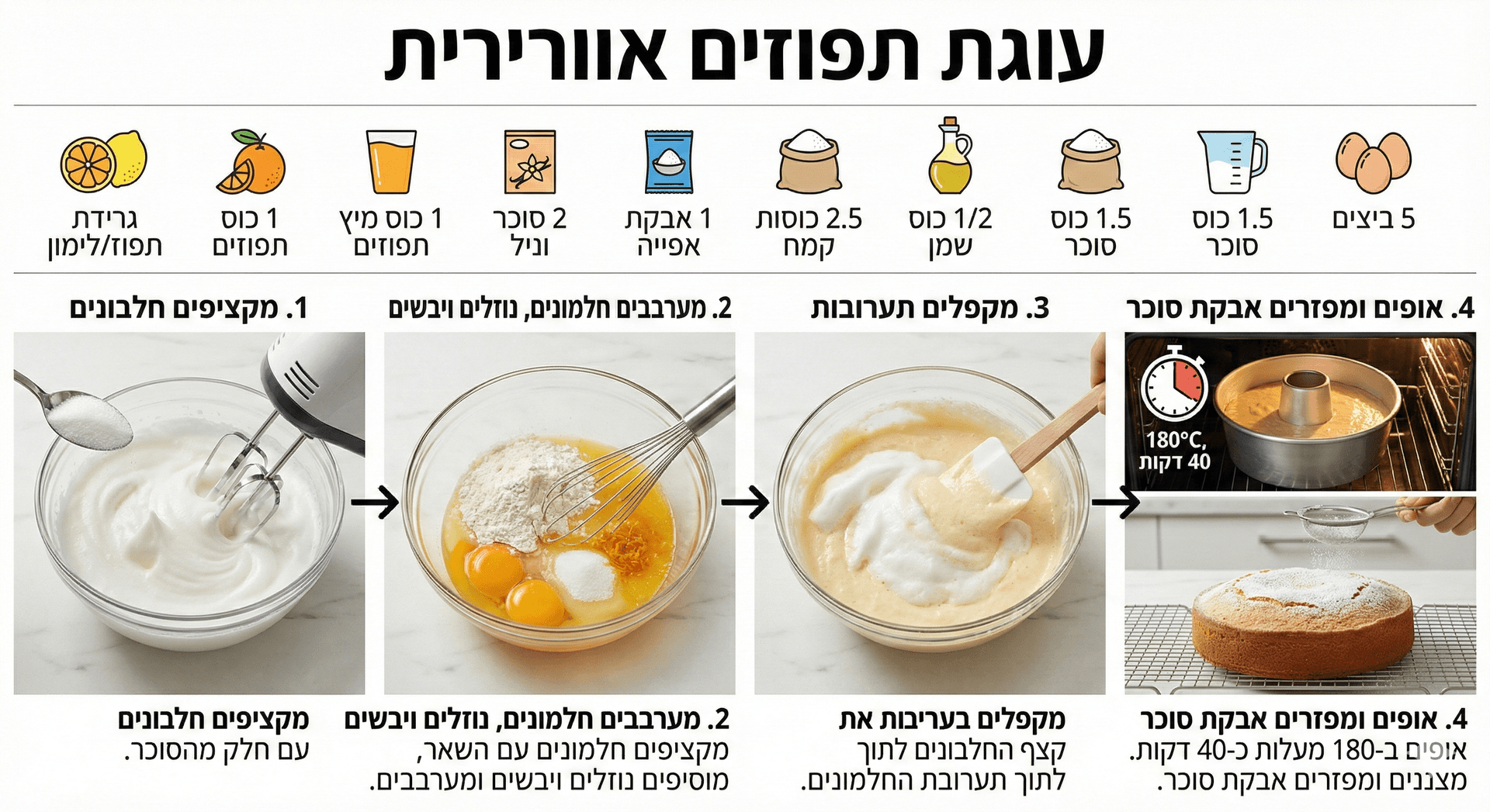 עוגת תפוזים אוורירית