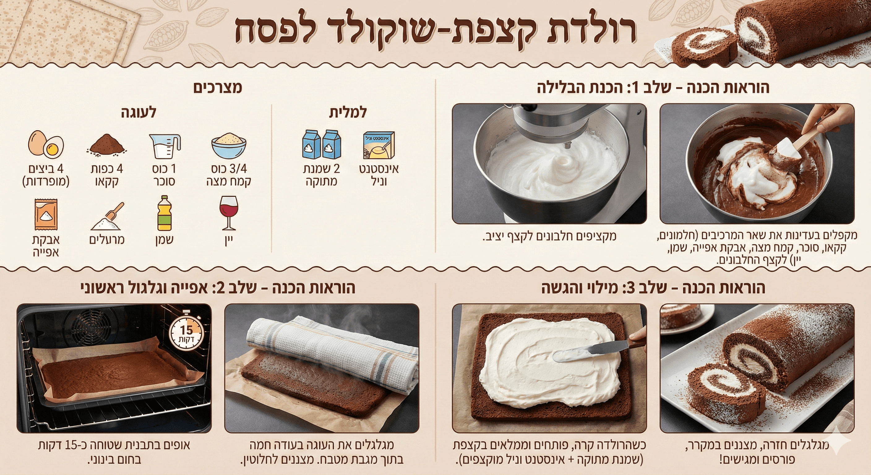 רולדת קצפת-שוקולד לפסח