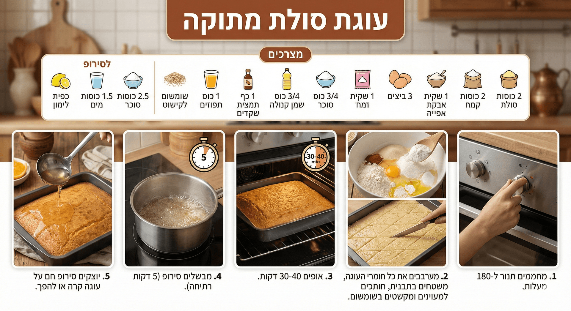 עוגת סולת מתוקה